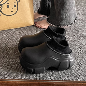 Moteriškos EVA šlepetės su itin stora padu, viršutinė dalis EVA, vidinė EVA, pūkuota užpakalinė dalis, prekės ženklas Restrained Beauty