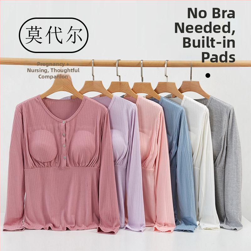 Barošanas top ar četru pogu aizdari, garas piedurknes, elpojoša viskoze (95-100%), bieza auduma 251-300 g/m²