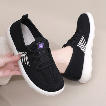 Női slip-on loaferok lélegző fonott felsőrésszel, alacsony profil, körkörös orr, puha PU talp, bélés nélküli belső