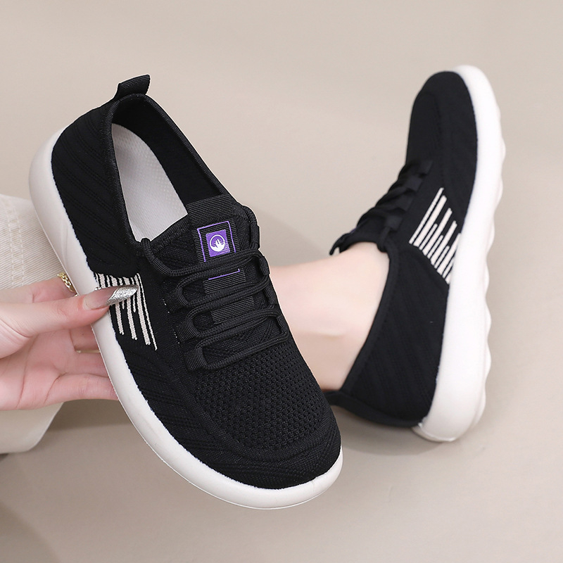 Női slip-on loaferok lélegző fonott felsőrésszel, alacsony profil, körkörös orr, puha PU talp, bélés nélküli belső