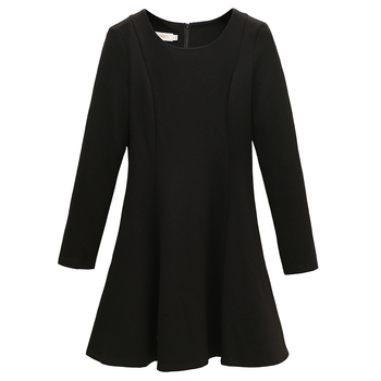 Moterų A linijos midi suknelė, apvalios kaklo, ilgomis rankovėmis, viskozės ir acetato mišinys, vasara 2024