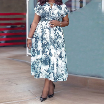 Spausdinta suknelė su stovinčiu kaklu ir diržu, A linijos ilgio, poliesteris-elastanas