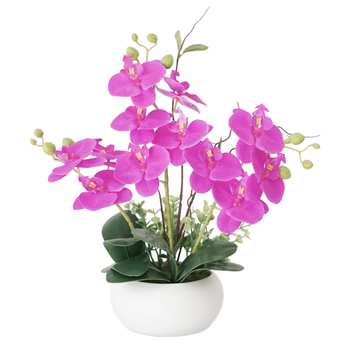 Shengfeng Phalaenopsis umelé kvety bonsai set v keramickej nádobe – dekorácia obývačky; odroda: Phalaenopsis; materiál: hodvábne kvety; použitie: svadby, fotografovanie, domáca výzdoba