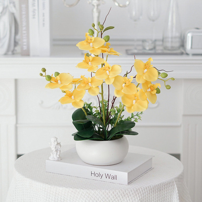 Shengfeng Phalaenopsis umelé kvety bonsai set v keramickej nádobe – dekorácia obývačky; odroda: Phalaenopsis; materiál: hodvábne kvety; použitie: svadby, fotografovanie, domáca výzdoba