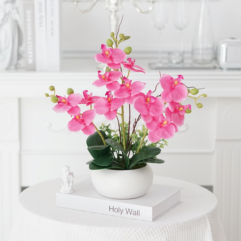 Shengfeng Phalaenopsis umelé kvety bonsai set v keramickej nádobe – dekorácia obývačky; odroda: Phalaenopsis; materiál: hodvábne kvety; použitie: svadby, fotografovanie, domáca výzdoba