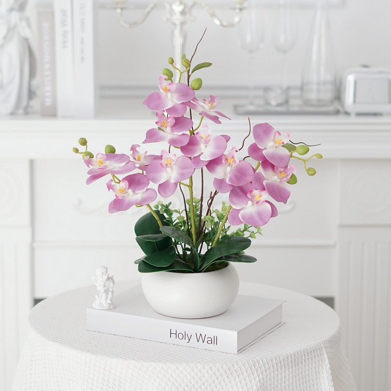 Shengfeng Phalaenopsis umelé kvety bonsai set v keramickej nádobe – dekorácia obývačky; odroda: Phalaenopsis; materiál: hodvábne kvety; použitie: svadby, fotografovanie, domáca výzdoba