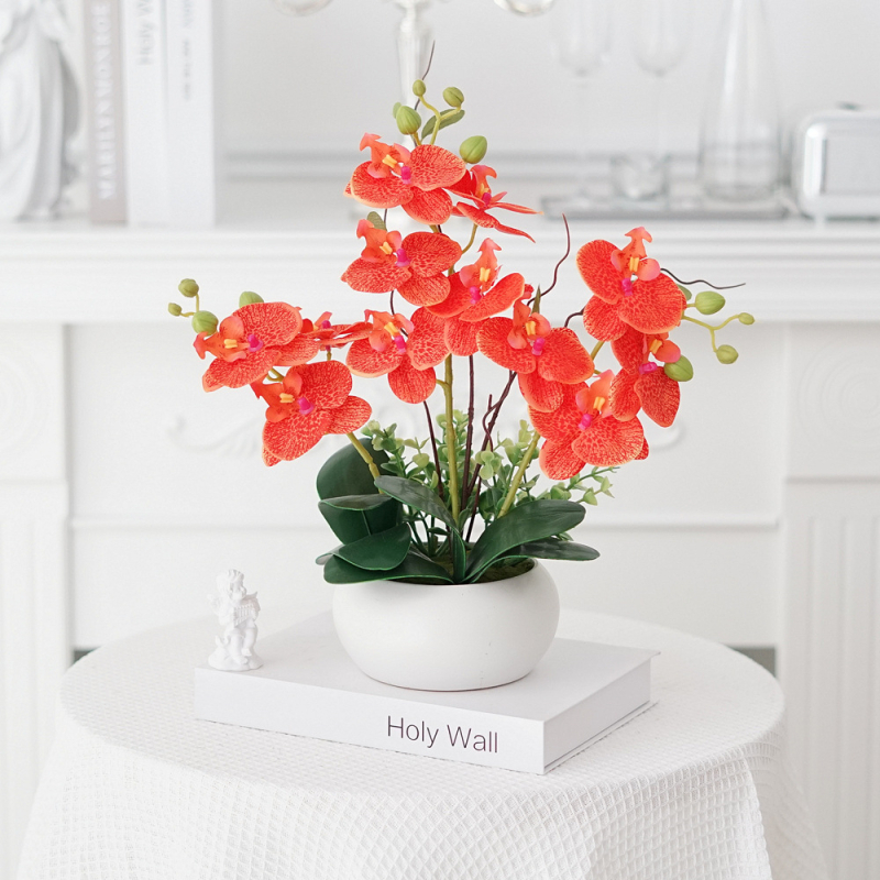 Shengfeng Phalaenopsis umelé kvety bonsai set v keramickej nádobe – dekorácia obývačky; odroda: Phalaenopsis; materiál: hodvábne kvety; použitie: svadby, fotografovanie, domáca výzdoba
