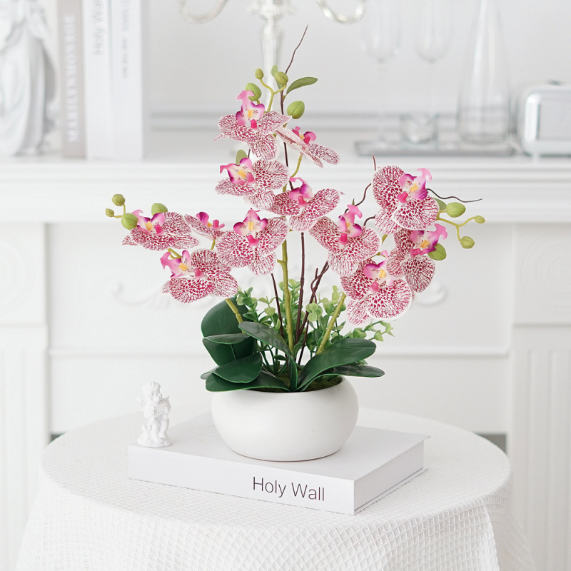 Shengfeng Phalaenopsis umelé kvety bonsai set v keramickej nádobe – dekorácia obývačky; odroda: Phalaenopsis; materiál: hodvábne kvety; použitie: svadby, fotografovanie, domáca výzdoba