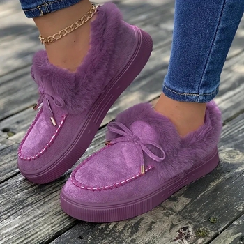 Női velúr téli csizma műszőrme bélésével, gumitalp, alacsony sarok, középső nyílás