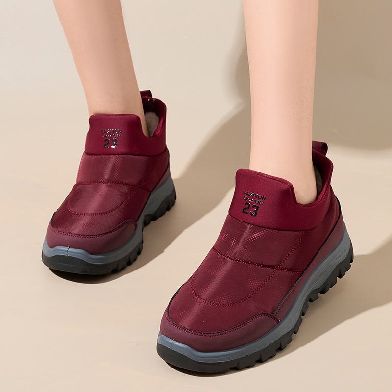 Férfi téli slip-on csizma, belső fleece-bélés, meleg, kültéri, vastag PU talp