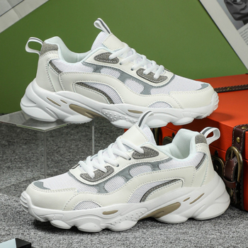 Uniszex sportos mindennapi cipő, lélegző PU hálós felsőrész, könnyű, középtalpas 3-5 cm, MD talp