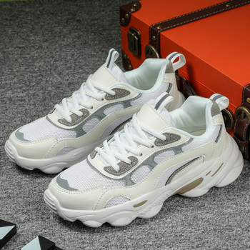 Uniszex sportos mindennapi cipő, lélegző PU hálós felsőrész, könnyű, középtalpas 3-5 cm, MD talp