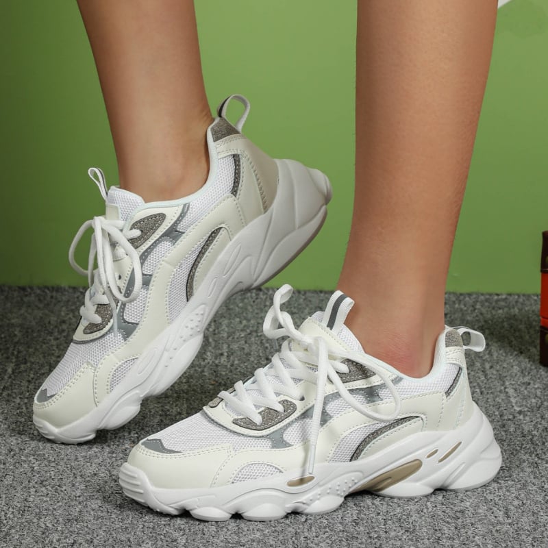 Uniszex sportos mindennapi cipő, lélegző PU hálós felsőrész, könnyű, középtalpas 3-5 cm, MD talp