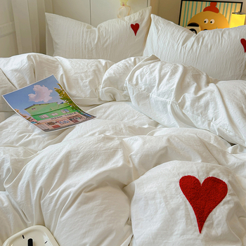 Fanyu set de lenjerie de pat din patru piese, țesătură twill, vopsire prin reacție, fibră chimică, stil prințesă