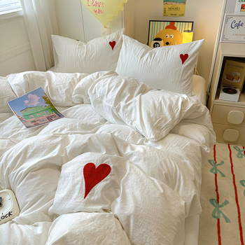 Fanyu set de lenjerie de pat din patru piese, țesătură twill, vopsire prin reacție, fibră chimică, stil prințesă