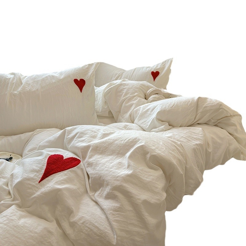 Fanyu set de lenjerie de pat din patru piese, țesătură twill, vopsire prin reacție, fibră chimică, stil prințesă