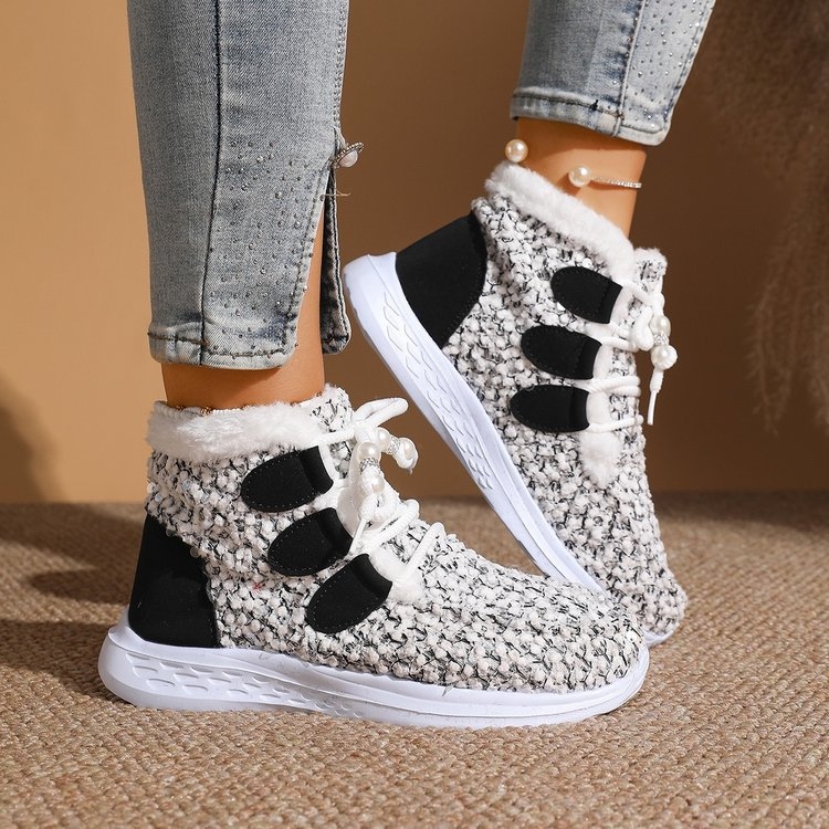 Női téli velúr magas szárú csizma műszőrme bélésével, elöl fűzőkkel, gumitalppal