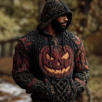 Férfi gothikus kapucnis pulóver 3D nyomtatással, lazább szabás, 96% poliészter