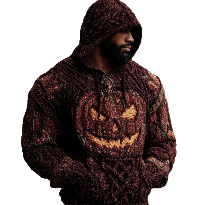 Férfi gothikus kapucnis pulóver 3D nyomtatással, lazább szabás, 96% poliészter