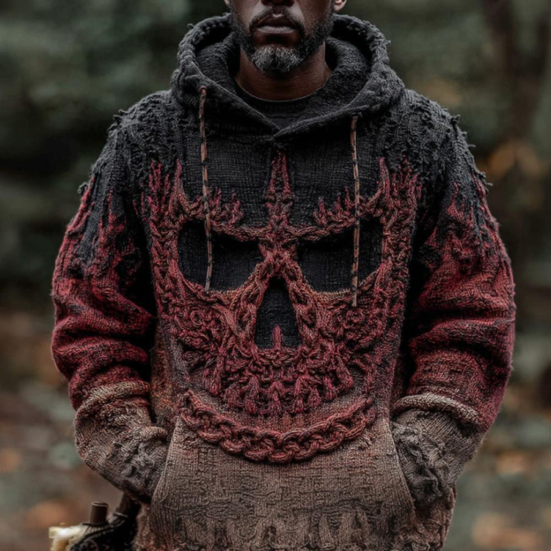 Férfi gothikus kapucnis pulóver 3D nyomtatással, lazább szabás, 96% poliészter