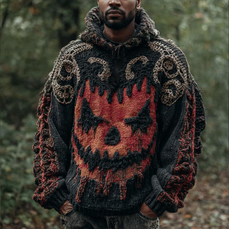 Férfi gothikus kapucnis pulóver 3D nyomtatással, lazább szabás, 96% poliészter