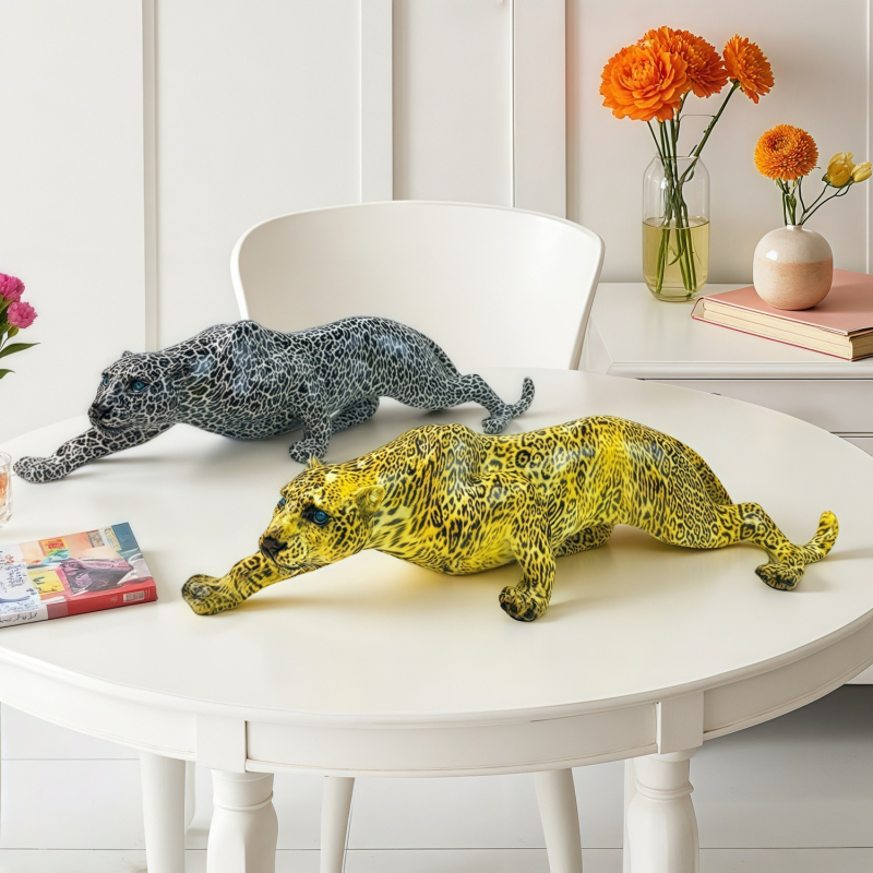 Leopardova dekorativna figura od smole – gradijentni završetak, novi kineski stil, za dnevni boravak i vitrinu