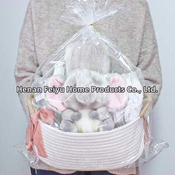 Ovláľny kôš z bavlneného lanka na domáce usporiadanie, s omotaným držadlom, pastoraálny štýl, Flying feather značka, vhodný pre hračky pre domáce zvieratá a drobnosti