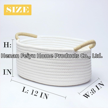 Ovláľny kôš z bavlneného lanka na domáce usporiadanie, s omotaným držadlom, pastoraálny štýl, Flying feather značka, vhodný pre hračky pre domáce zvieratá a drobnosti
