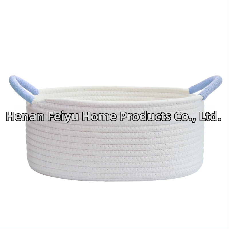 Ovláľny kôš z bavlneného lanka na domáce usporiadanie, s omotaným držadlom, pastoraálny štýl, Flying feather značka, vhodný pre hračky pre domáce zvieratá a drobnosti