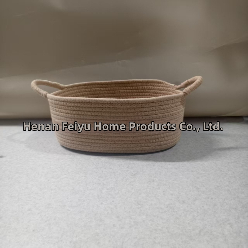Ovláľny kôš z bavlneného lanka na domáce usporiadanie, s omotaným držadlom, pastoraálny štýl, Flying feather značka, vhodný pre hračky pre domáce zvieratá a drobnosti