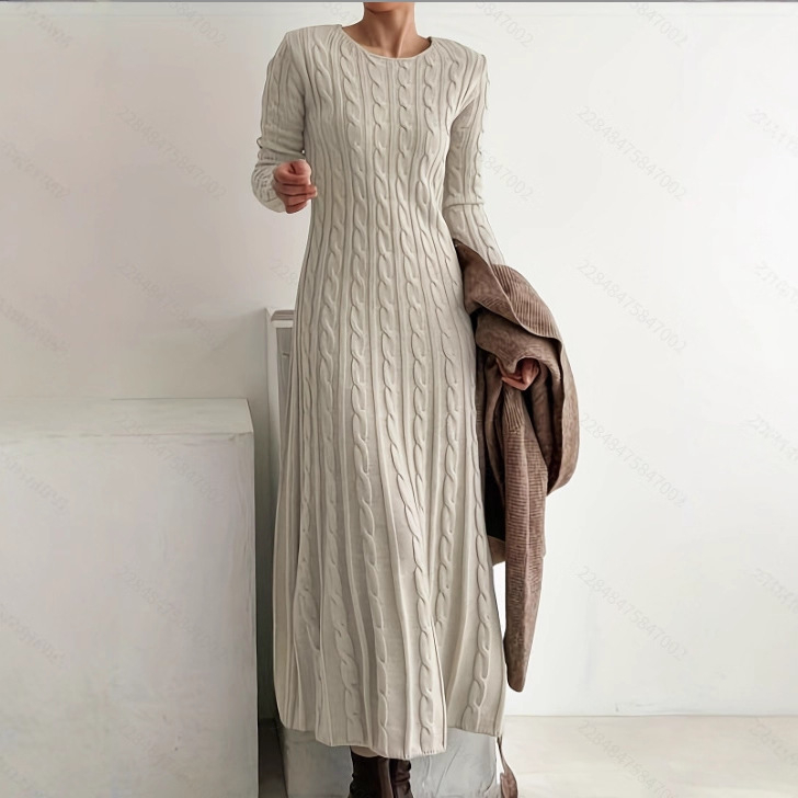 Rochie tricotată fără mâneci, lungă, în croială A-line, guler rotund, viscoză 30–50%