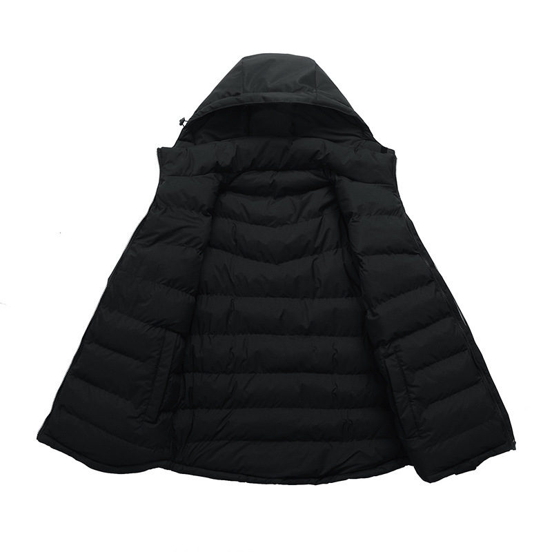 Reverzív téli kabát levehető kapucnival, cipzáros záródás, lazán szabott kardigan-stílus, poliészter külső és bélés