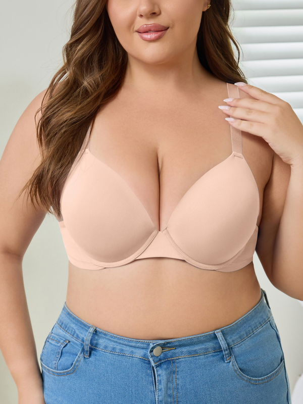 Сутиен за пълен бюст с повдигащ ефект, чаши 3/4 с тънки формовани чаши, презрамки фиксирани двойни, задно закопчаване с три реда куки и очи, за целогодишна употреба