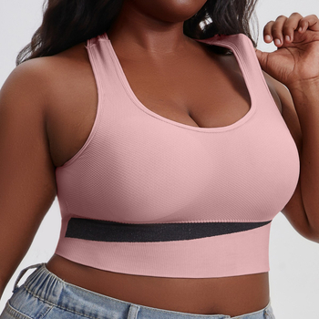 Йога сутиен за тренировки с подплънки, чашки с ушички, фиксирани двойни презрамки, без закопчаване, нейлон