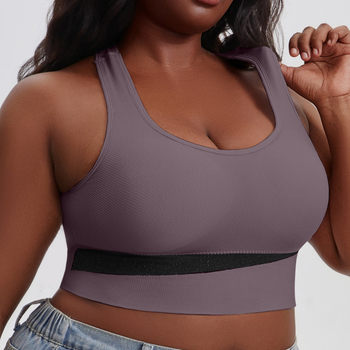 Йога сутиен за тренировки с подплънки, чашки с ушички, фиксирани двойни презрамки, без закопчаване, нейлон