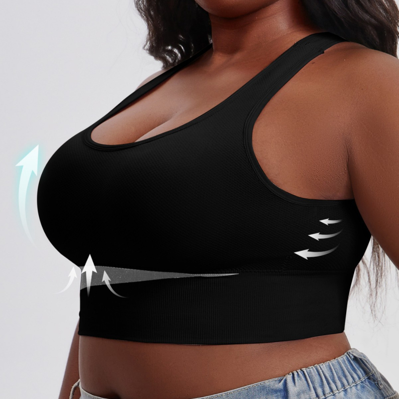Йога сутиен за тренировки с подплънки, чашки с ушички, фиксирани двойни презрамки, без закопчаване, нейлон