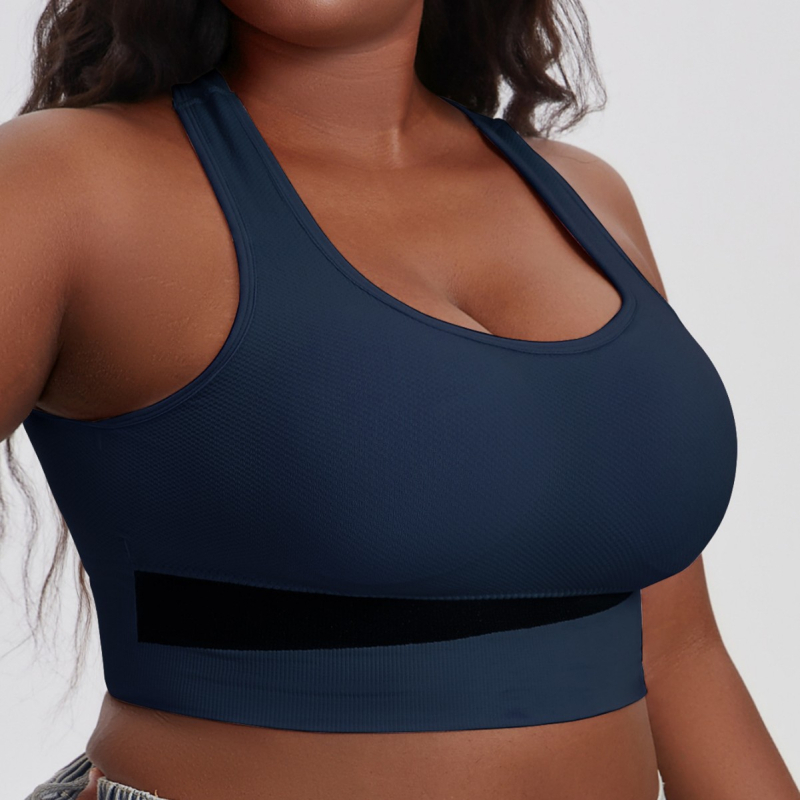 Йога сутиен за тренировки с подплънки, чашки с ушички, фиксирани двойни презрамки, без закопчаване, нейлон