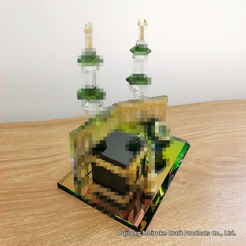 Sklenený geometrický architektonický model – Mecca Clock Tower, volanie k modlitbe, visiaca ozdoba s intarziou