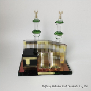 Sklenený geometrický architektonický model – Mecca Clock Tower, volanie k modlitbe, visiaca ozdoba s intarziou