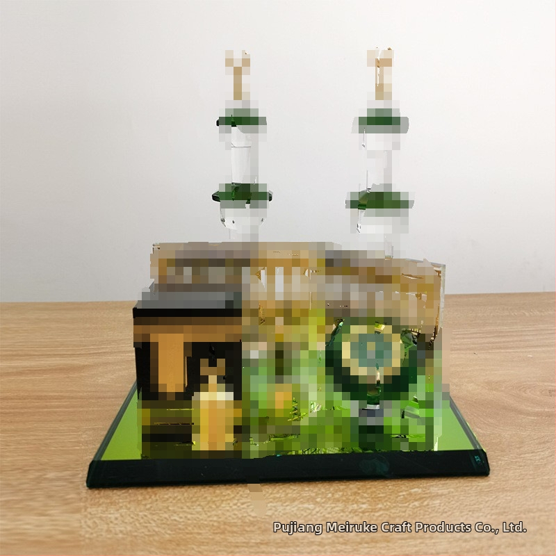 Sklenený geometrický architektonický model – Mecca Clock Tower, volanie k modlitbe, visiaca ozdoba s intarziou