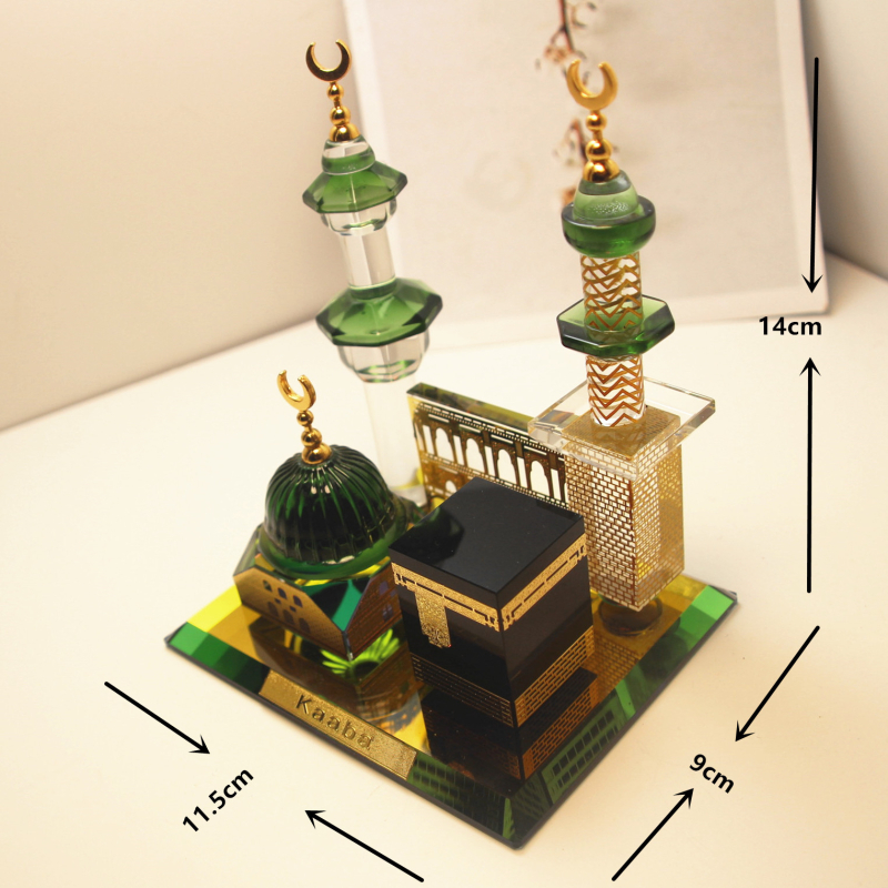Sklenený geometrický architektonický model – Mecca Clock Tower, volanie k modlitbe, visiaca ozdoba s intarziou