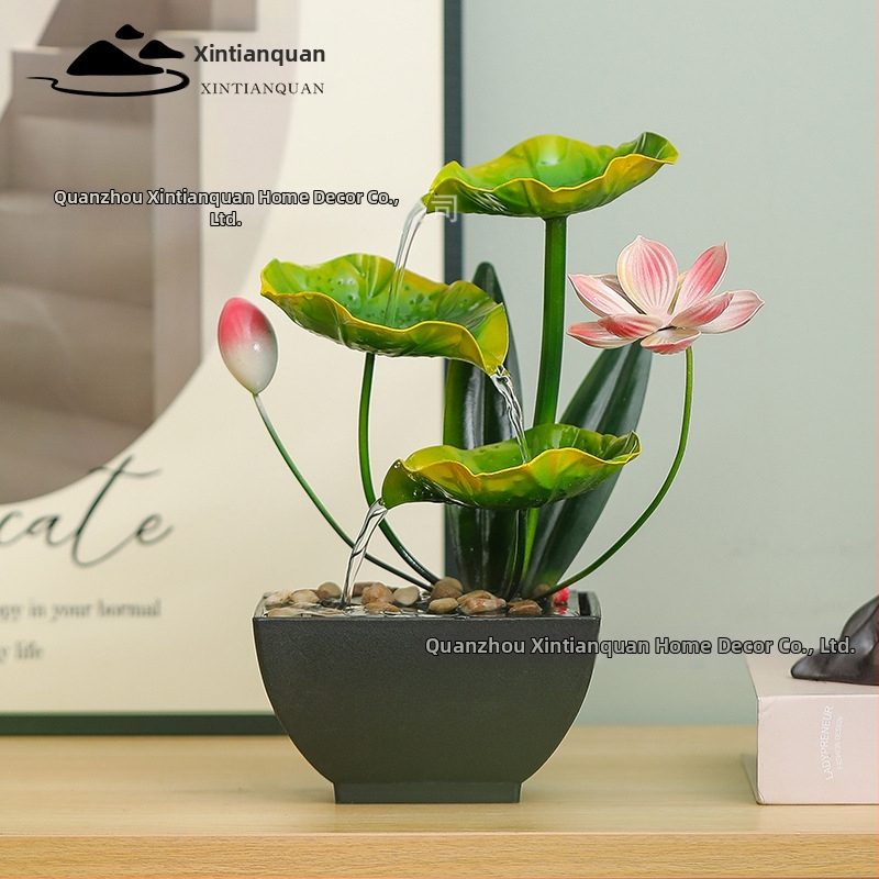 Metāla galda dekora elements ar lotosa ezera motīvu, pastorālais stils, zīmols New Tianquan