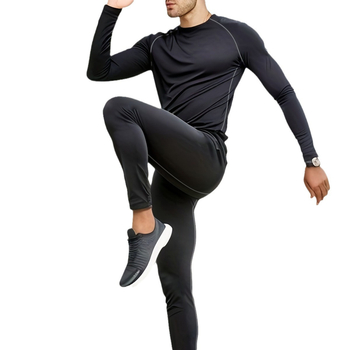 Pánska športová súprava so štíhlym strihom, dlhé rukávy, okrúhly výstrih, polyester s 8% elastan, podšívka Milk Silk, jednofarebná