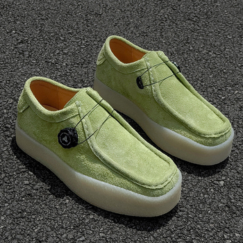 Unisex retro topánky s štvorcovým nosom, semišový zvršok, gumená podrážka