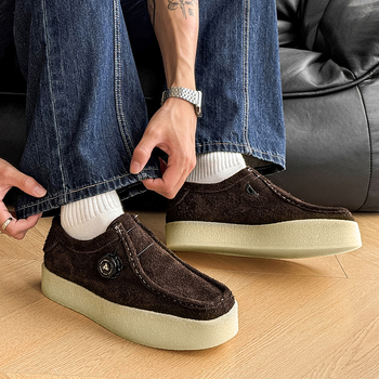 Unisex retro topánky s štvorcovým nosom, semišový zvršok, gumená podrážka