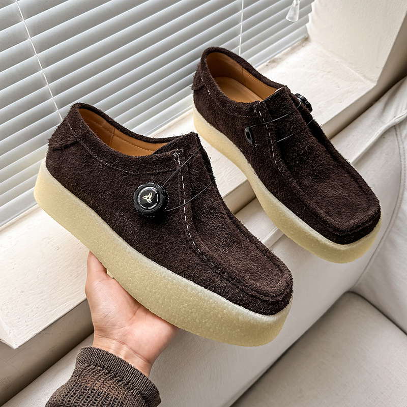 Unisex retro topánky s štvorcovým nosom, semišový zvršok, gumená podrážka