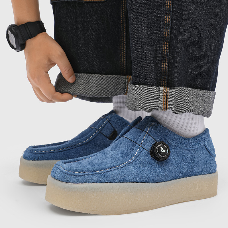 Unisex retro topánky s štvorcovým nosom, semišový zvršok, gumená podrážka