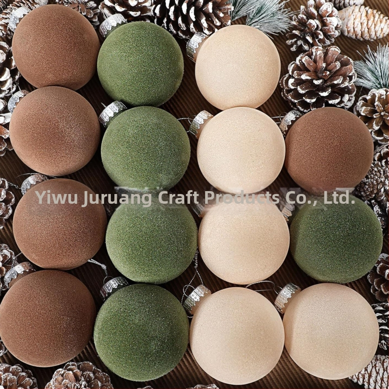 Vianočná guľa s flockingom — Poly Velvet značka, materiál flocking a flocking spracovanie