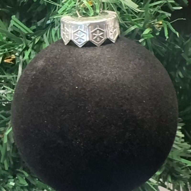 Vianočná guľa s flockingom — Poly Velvet značka, materiál flocking a flocking spracovanie