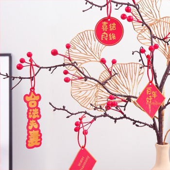 Qiyang Umelé kvety — Granátové jablko, Bohatá ovocná odroda, Materiál 1390, určené na obývaciu izbu a svadobnú výzdobu